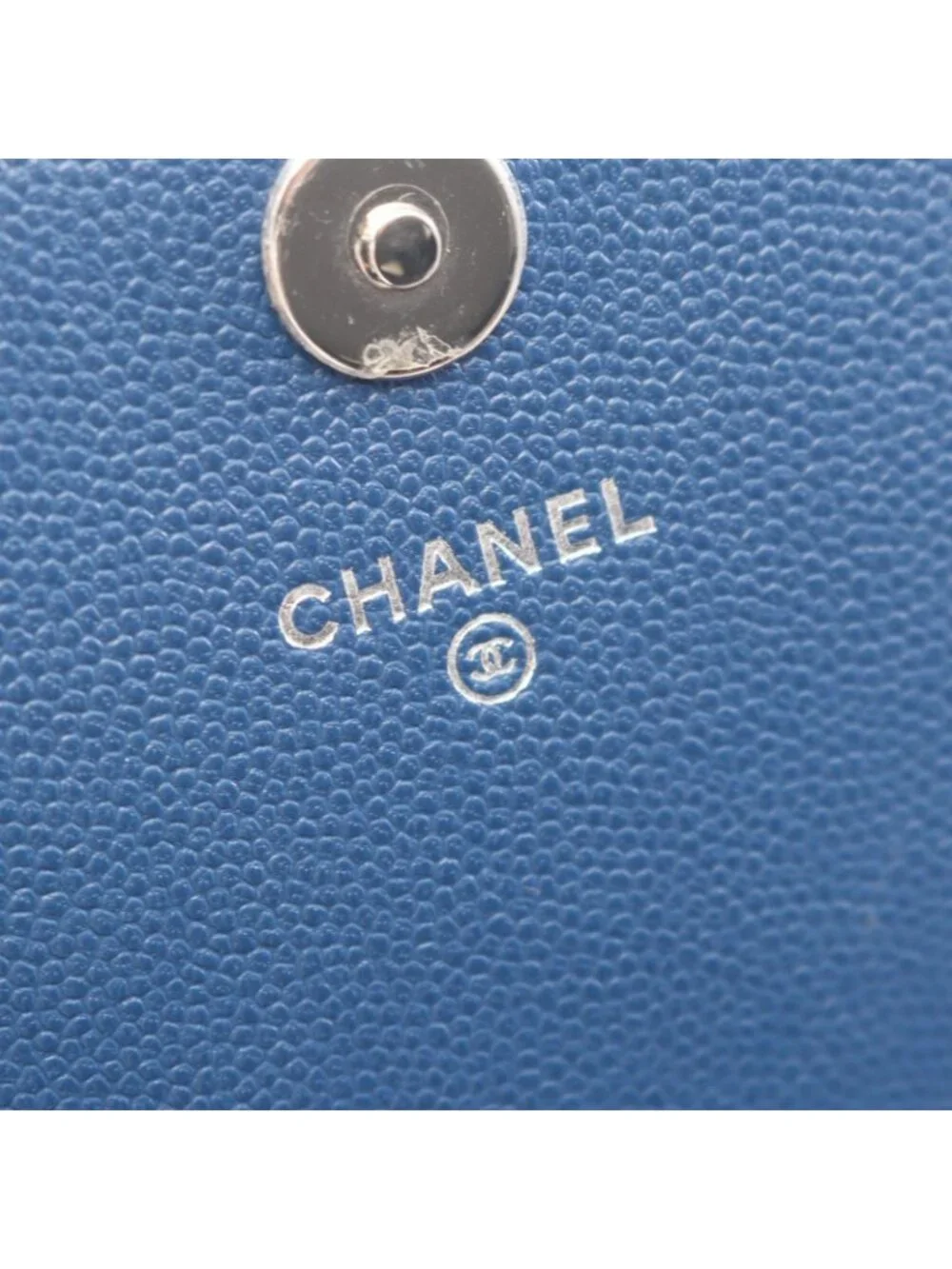 Chanel Shoulder Bag Quilted Chain Wallet Blue Caviar Leather